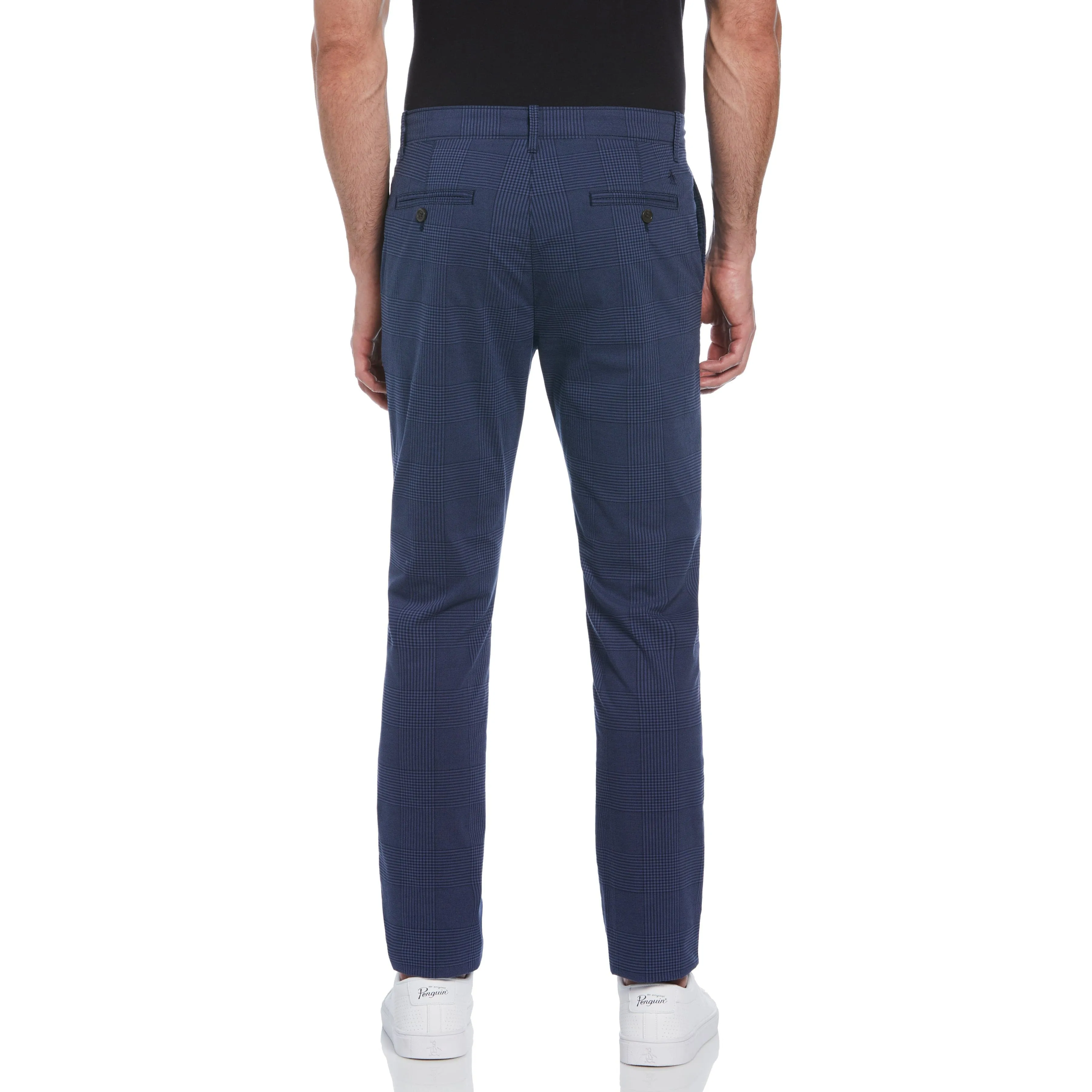 Cotton Blend Slim Fit Plaid Pants