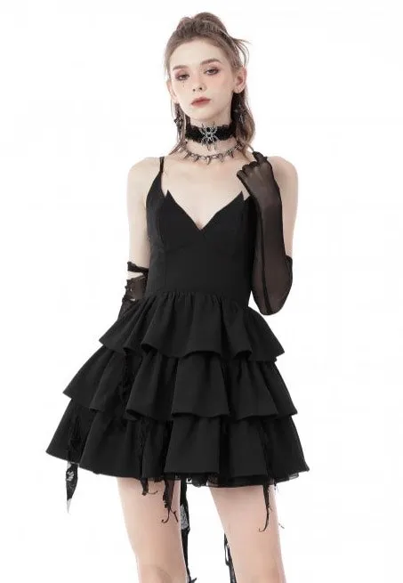 Dark In Love - Devil Cool High Low Layered Strap Black - Dress