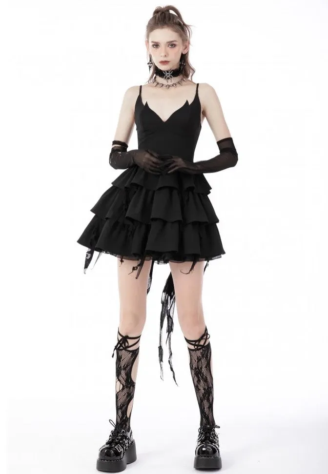 Dark In Love - Devil Cool High Low Layered Strap Black - Dress