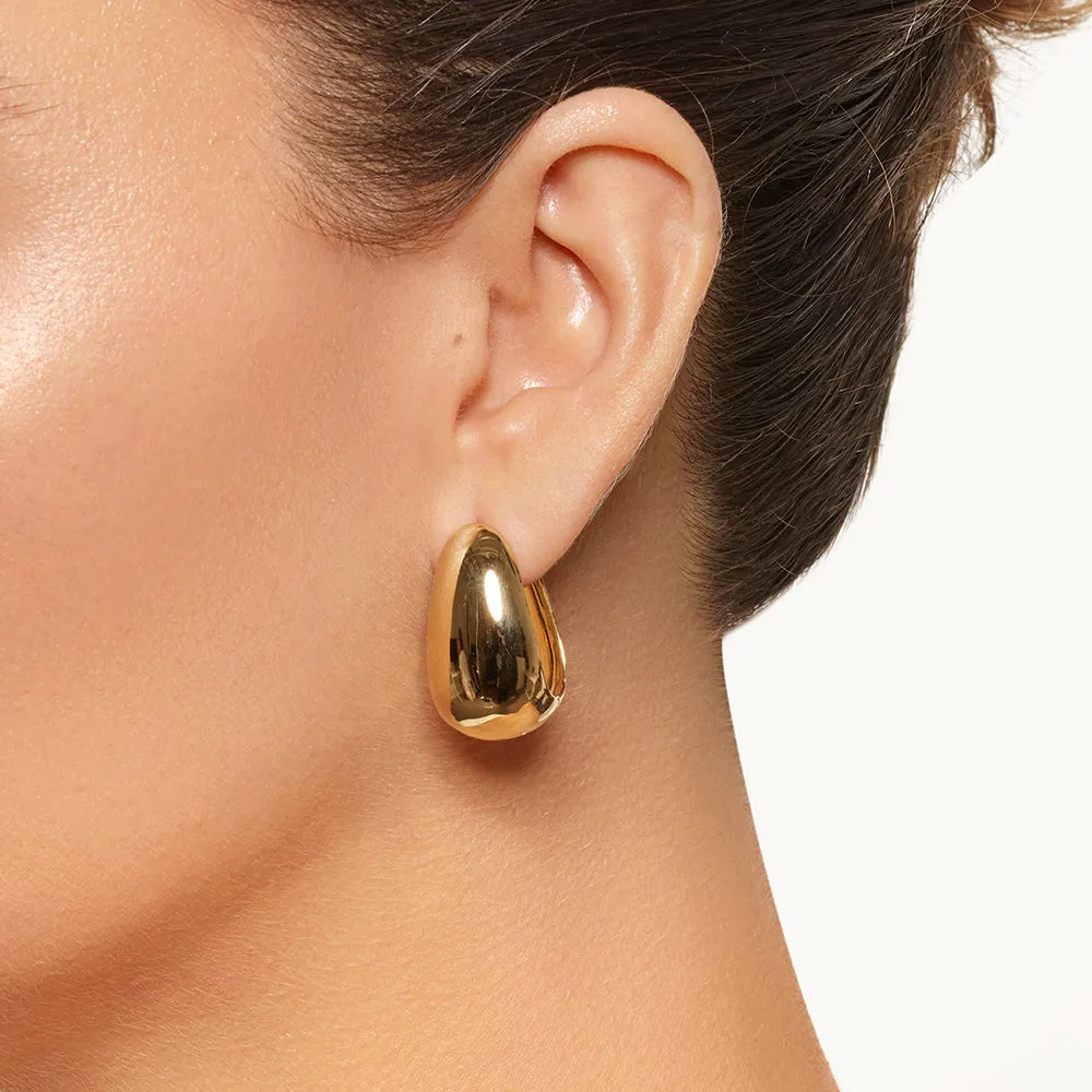 Drop Dome Hoops in Gold