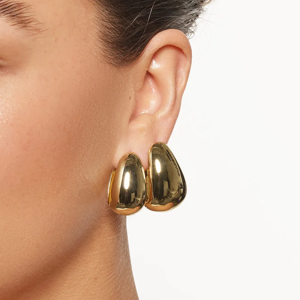 Drop Dome Hoops in Gold