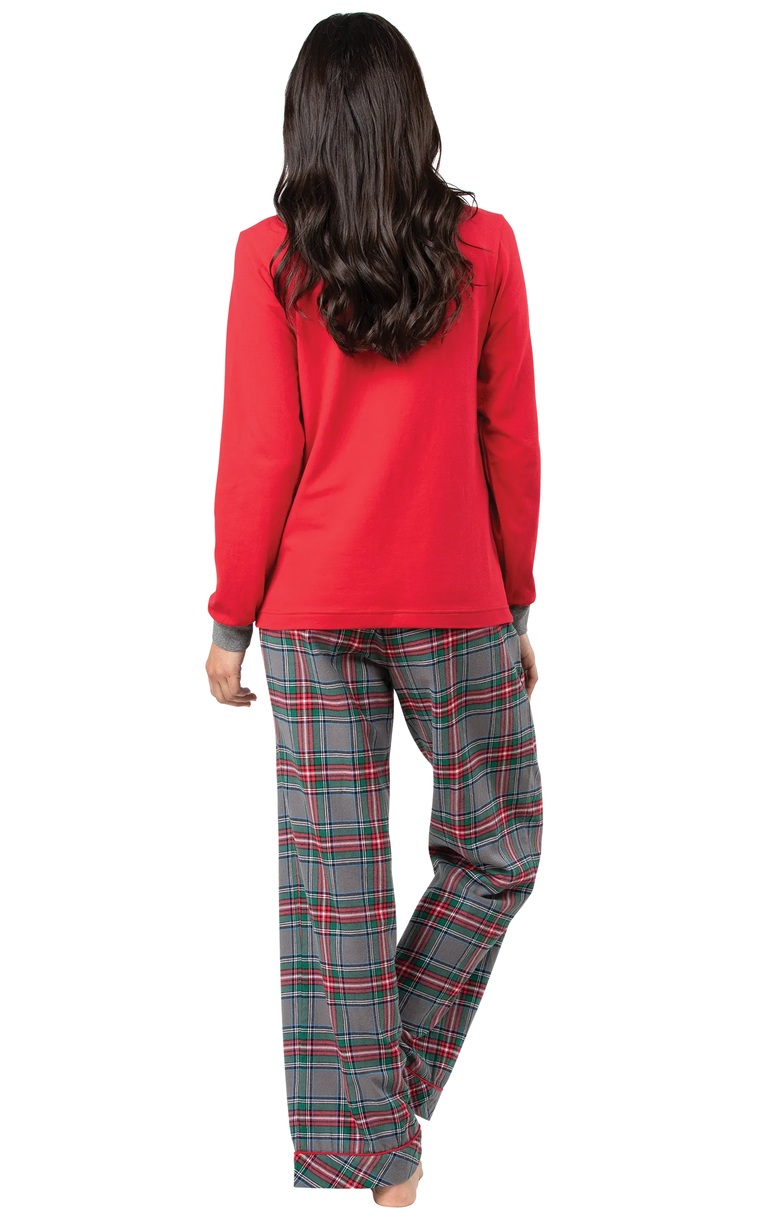 Gray Plaid Pullover Jersey Flannel Pajamas