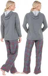 Gray Plaid Women's Hoodie & Pant Set - Pet & Owner