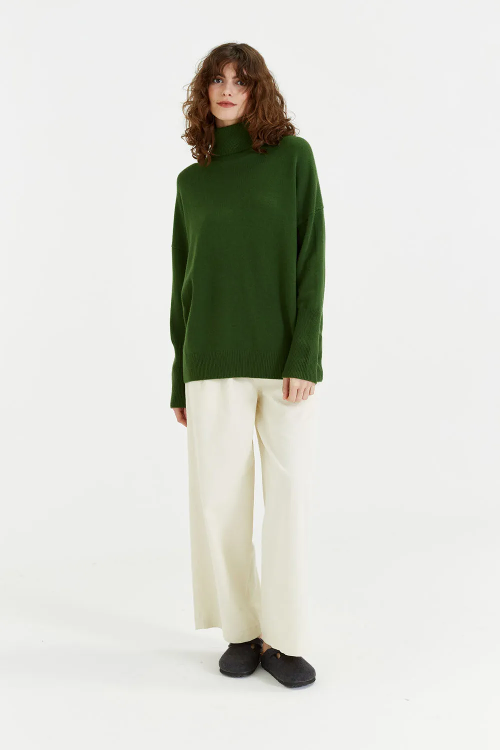Green Cashmere Rollneck Sweater