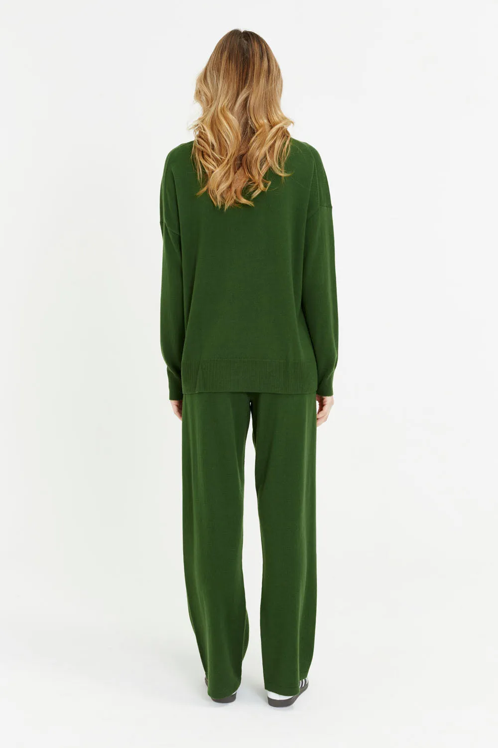 Green Wool-Cashmere Slouchy Sweater