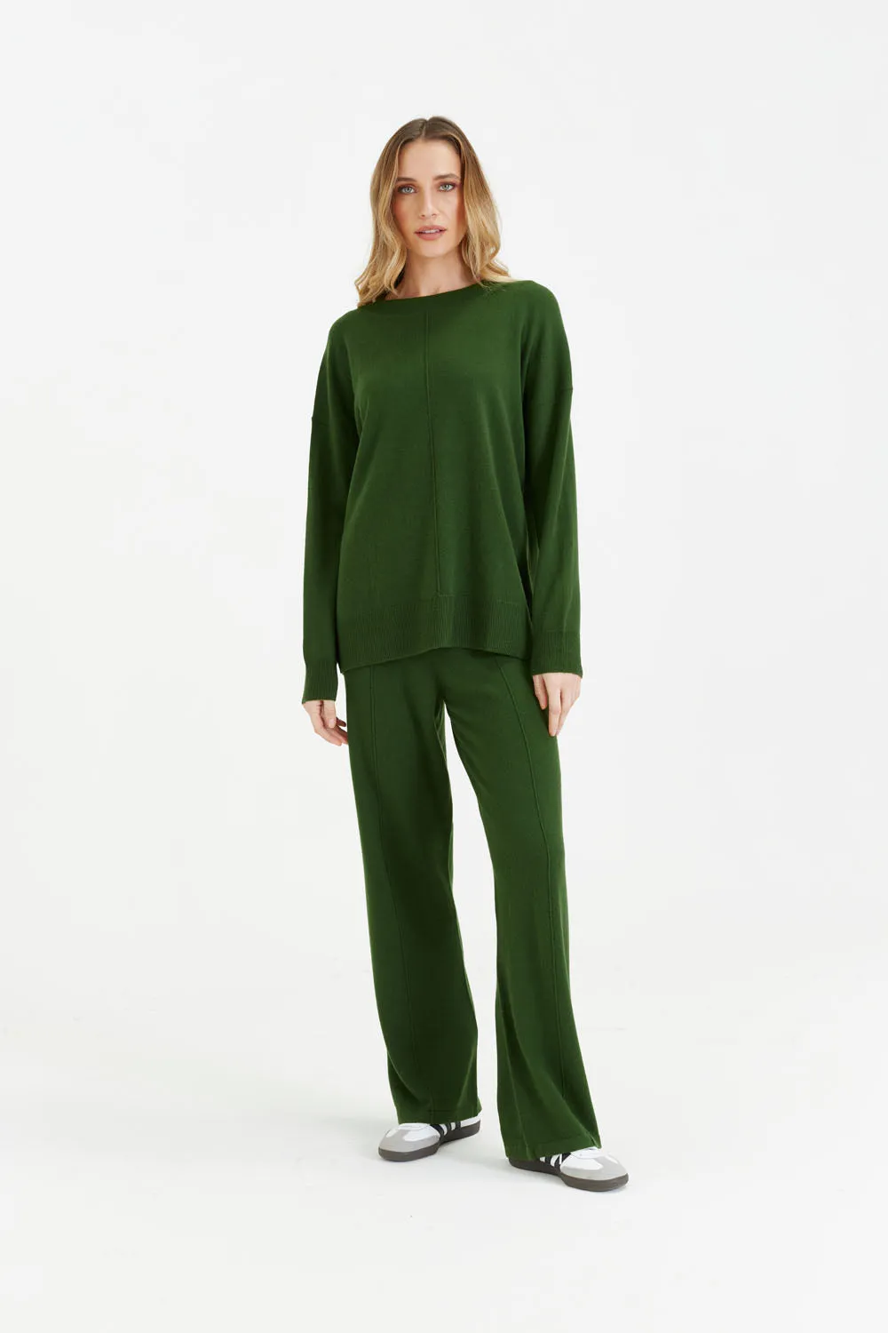 Green Wool-Cashmere Slouchy Sweater