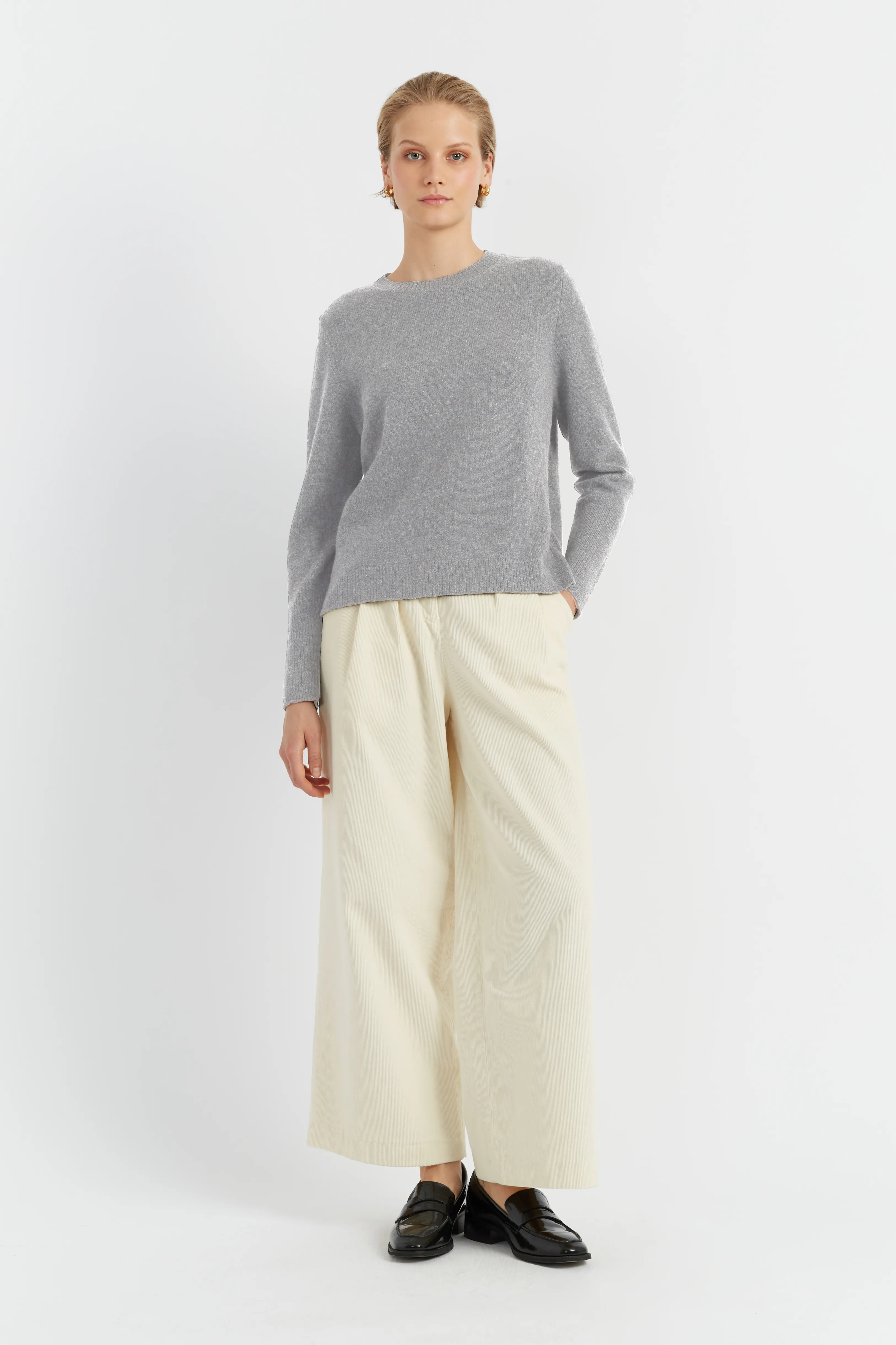Grey Cashmere Boxy Sweater