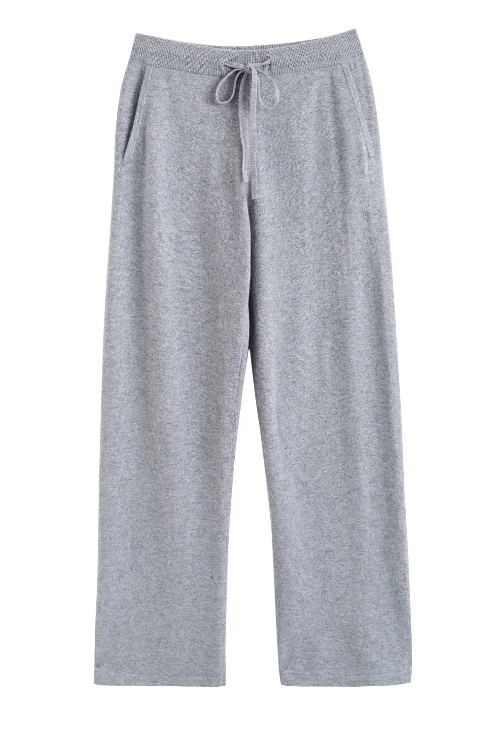 Grey Cashmere Wide-Leg Track Pants