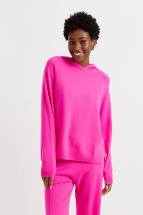 Hot-Pink Wool-Cashmere Boxy Hoodie