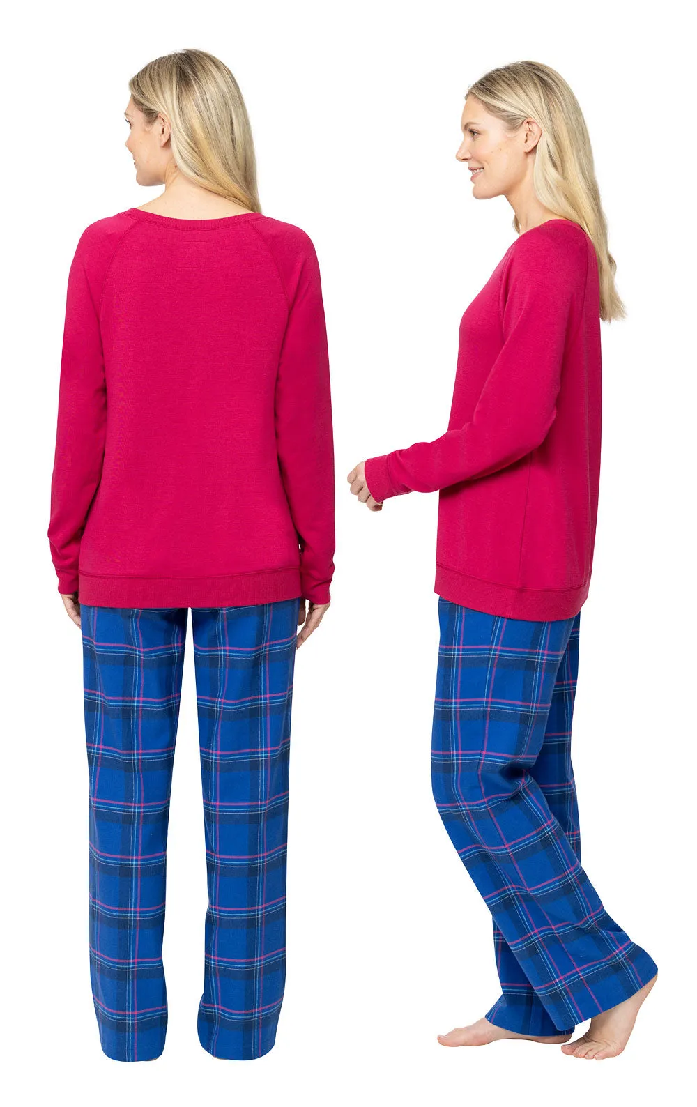 Indigo Plaid Soft French Terry & Flannel Pajamas