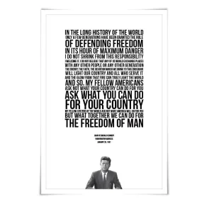 John Fitzgerald Kennedy Inauguration Speech. 5 Sizes. JFK Quote. American History Poster. Motivational Graduation Gift