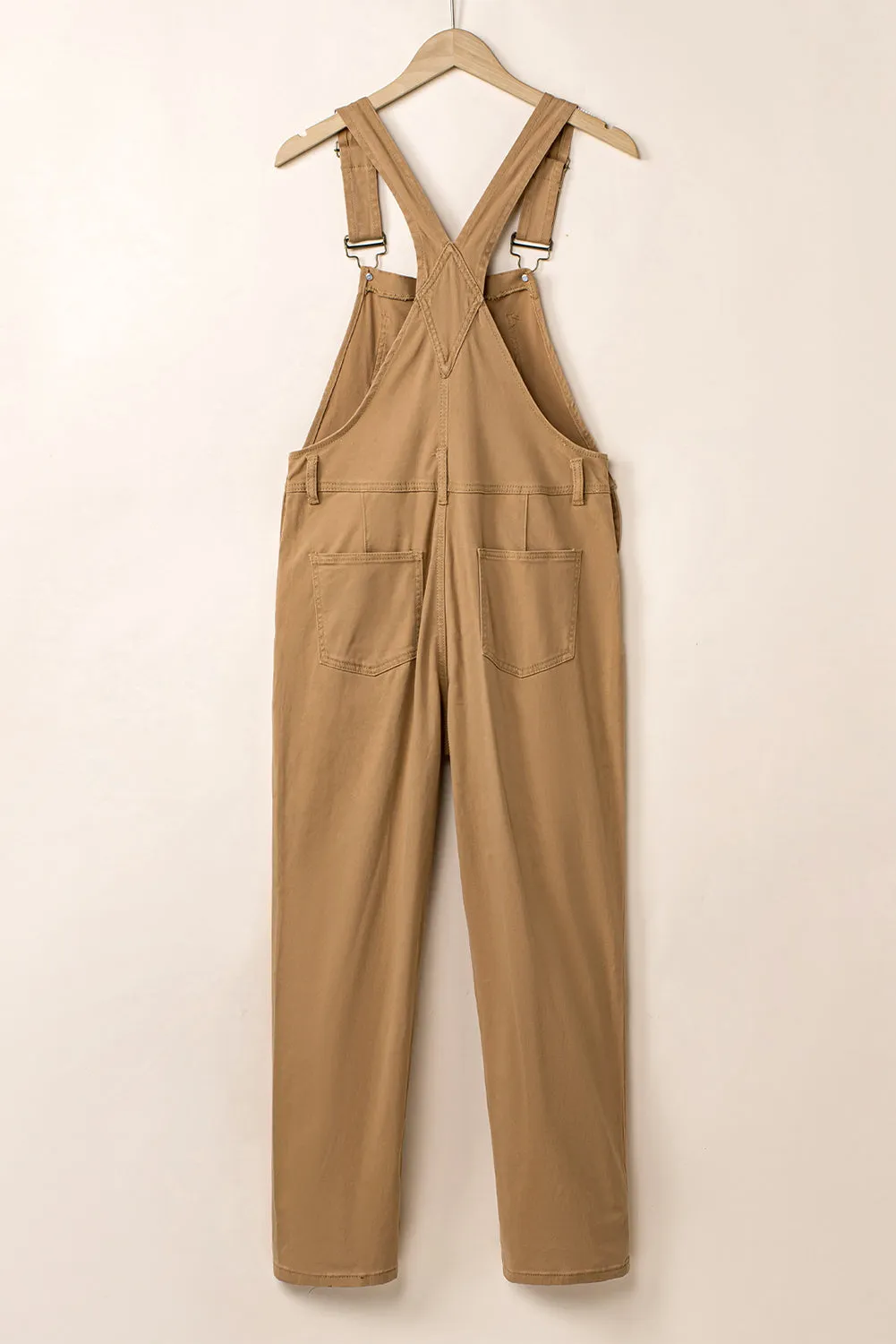 Khaki Vintage Multi Pockets Buckle Strap Cargo Denim Overalls