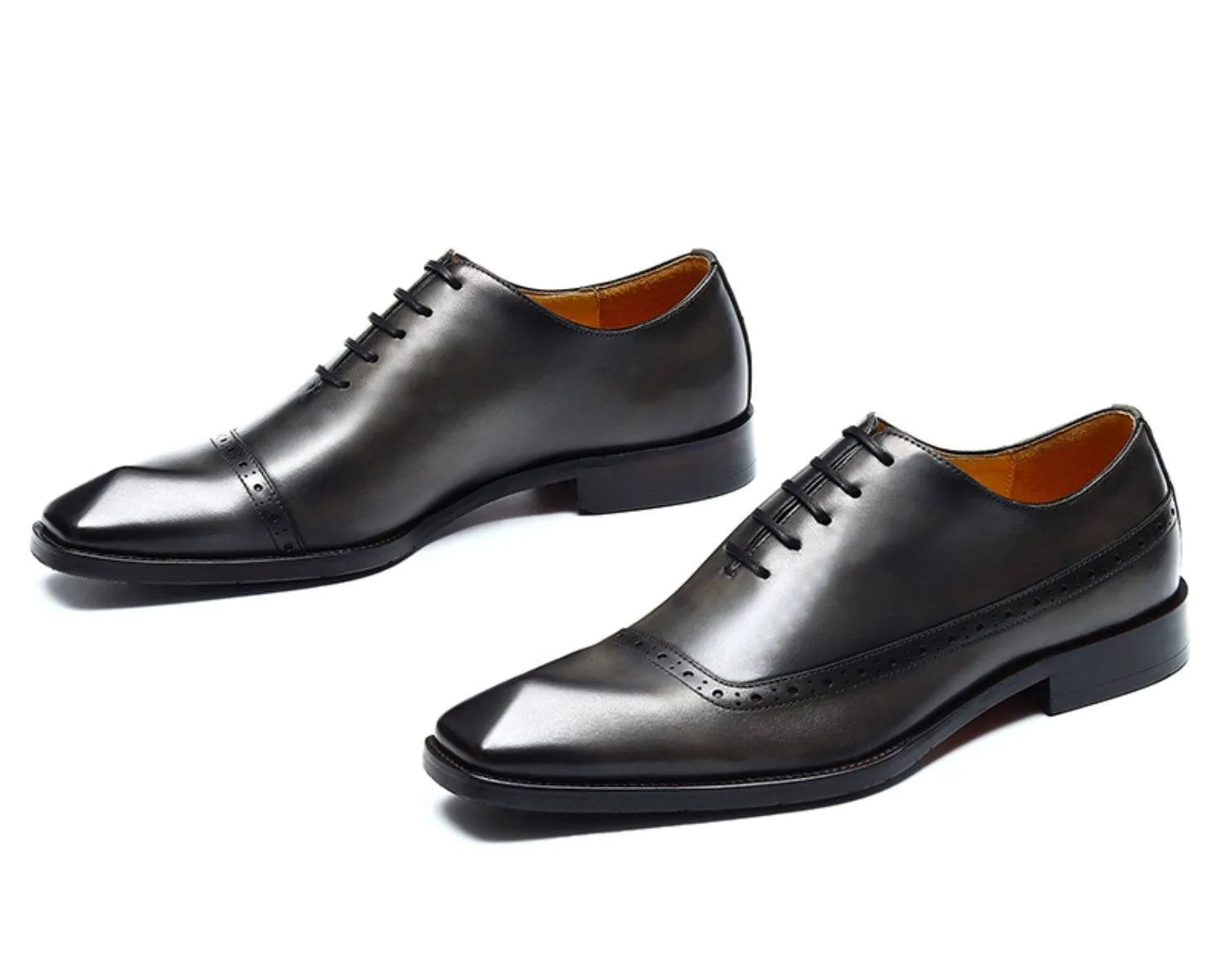 Men's Brogue Oxford Dress Shoes, Rubber Sole, Classic Leather Boots