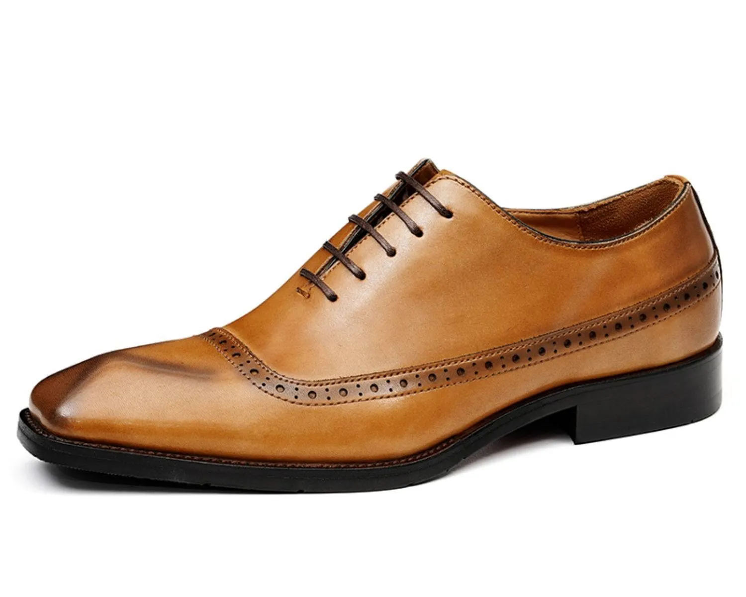 Men's Brogue Oxford Dress Shoes, Rubber Sole, Classic Leather Boots