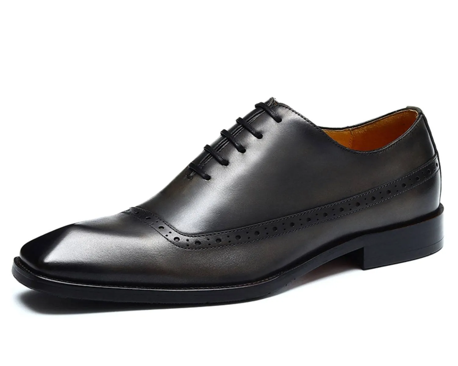 Men's Brogue Oxford Dress Shoes, Rubber Sole, Classic Leather Boots