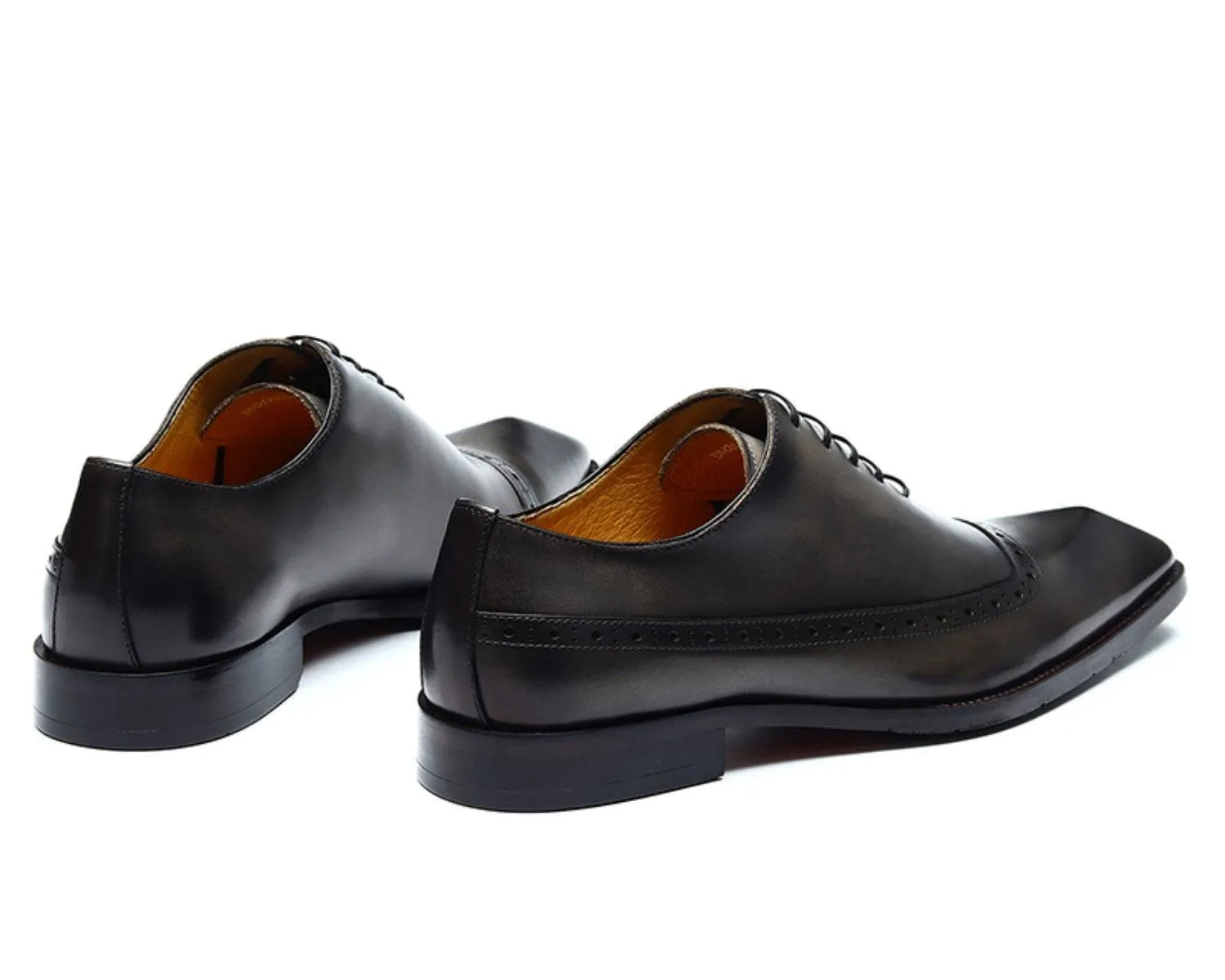 Men's Brogue Oxford Dress Shoes, Rubber Sole, Classic Leather Boots