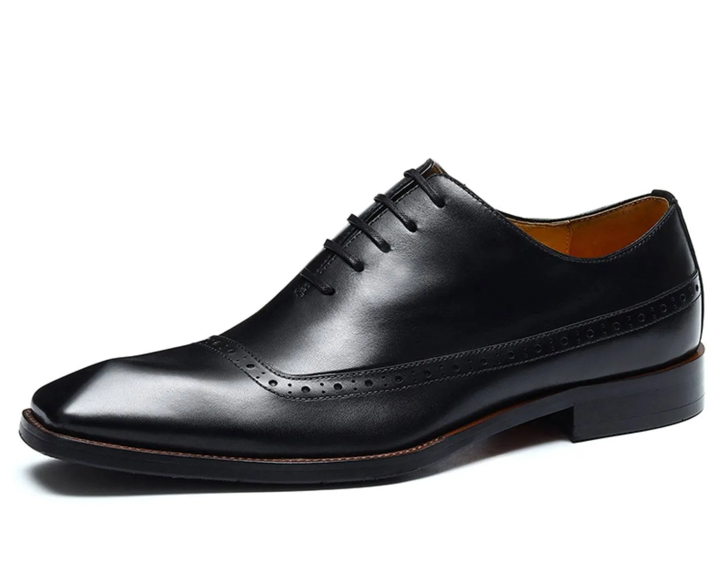 Men's Brogue Oxford Dress Shoes, Rubber Sole, Classic Leather Boots
