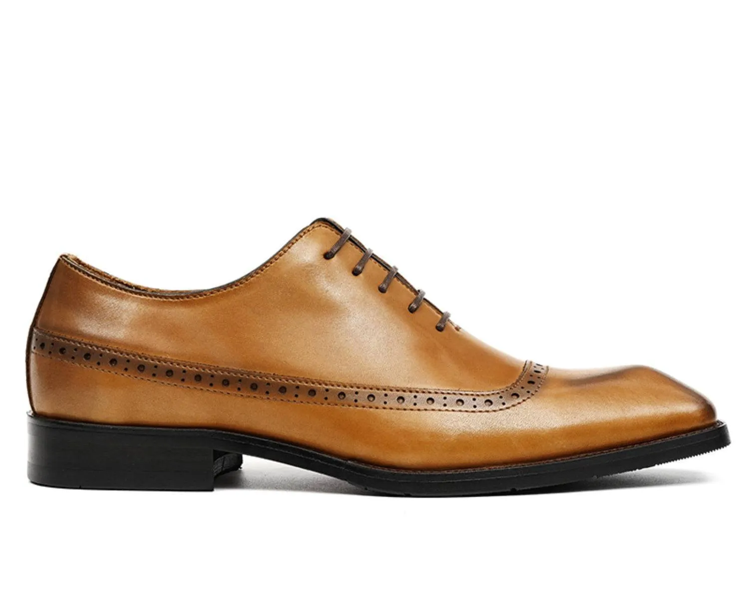 Men's Brogue Oxford Dress Shoes, Rubber Sole, Classic Leather Boots