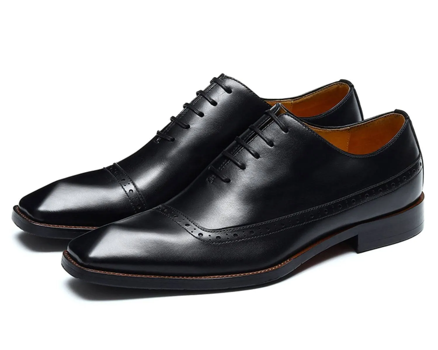 Men's Brogue Oxford Dress Shoes, Rubber Sole, Classic Leather Boots