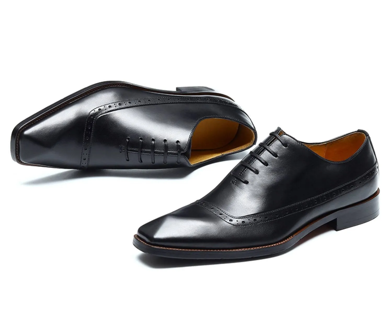 Men's Brogue Oxford Dress Shoes, Rubber Sole, Classic Leather Boots