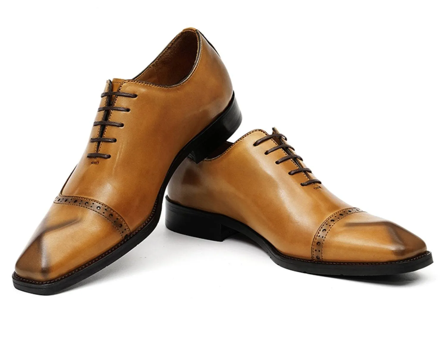Men's Brogue Oxford Dress Shoes, Rubber Sole, Classic Leather Boots