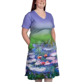 Monet's Water Lilies A-Line Dress (No Waist Seam)