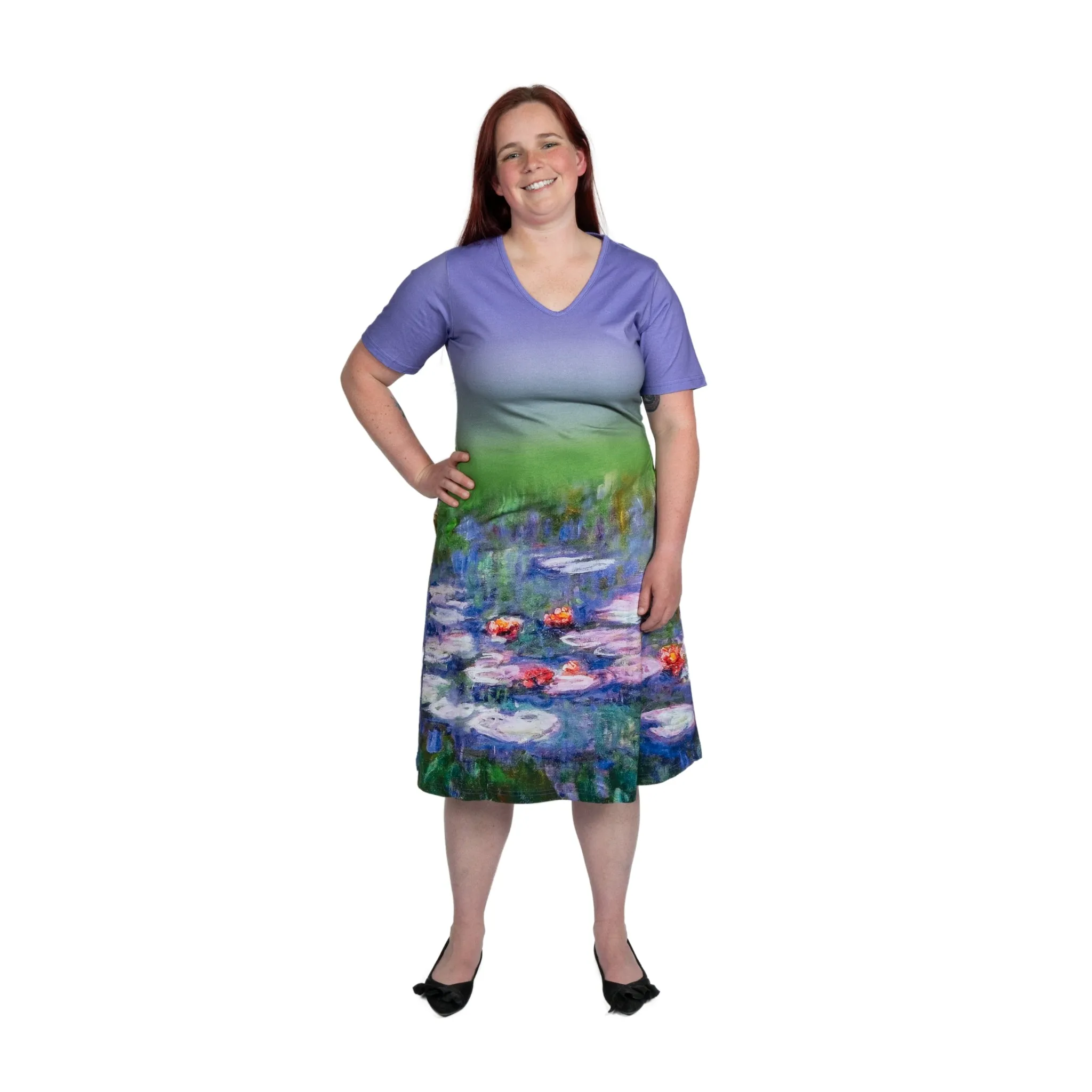 Monet's Water Lilies A-Line Dress (No Waist Seam)
