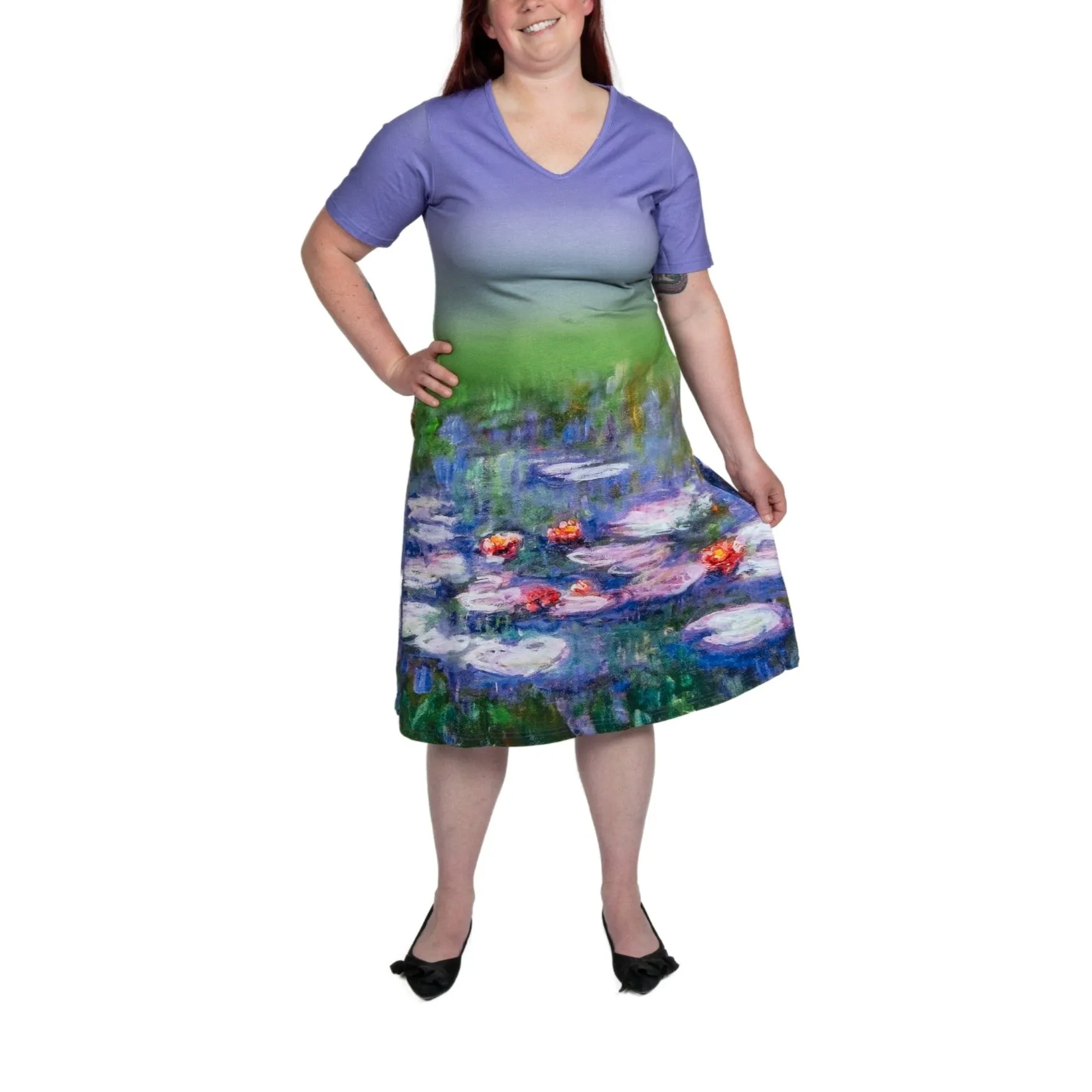 Monet's Water Lilies A-Line Dress (No Waist Seam)