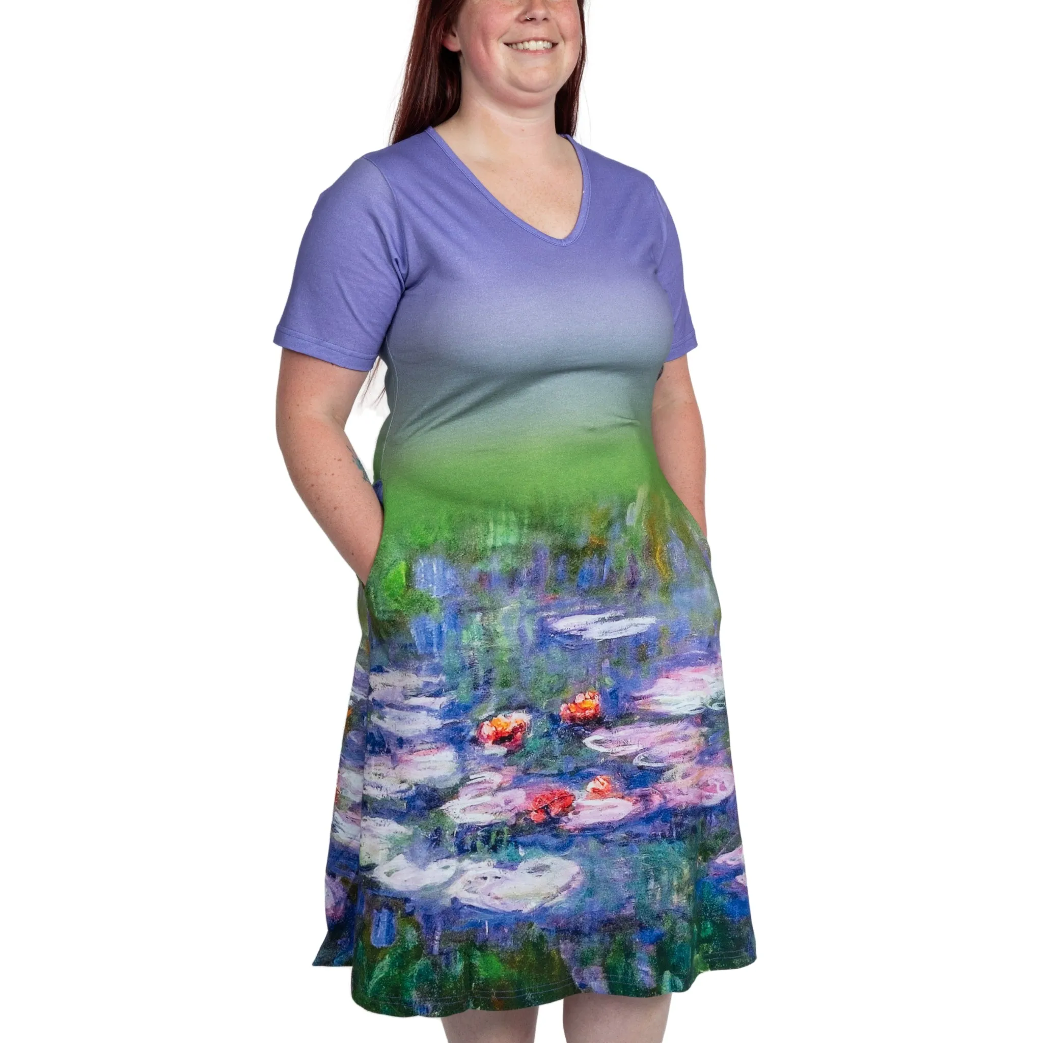 Monet's Water Lilies A-Line Dress (No Waist Seam)