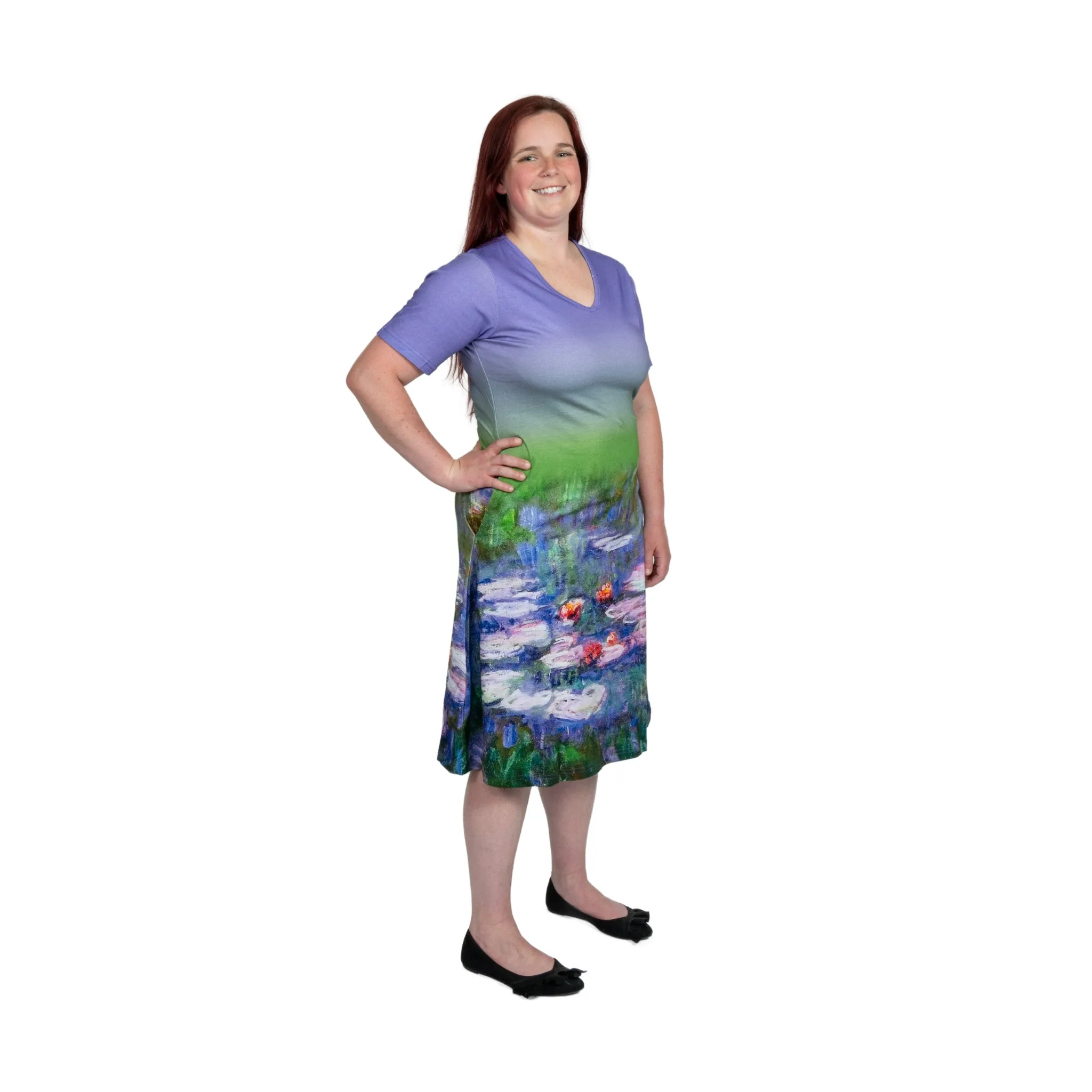 Monet's Water Lilies A-Line Dress (No Waist Seam)