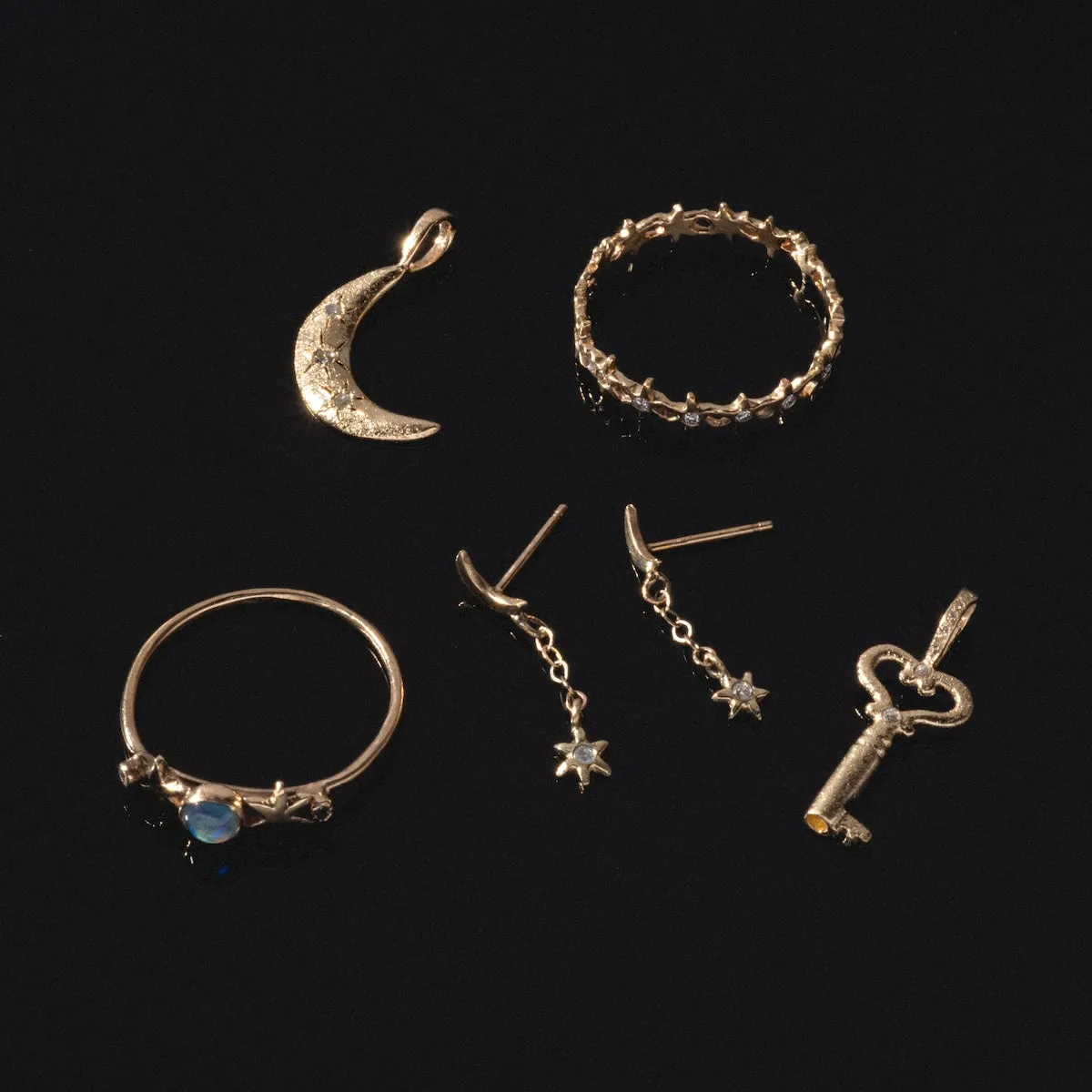Moon and Stars Drop Earrings