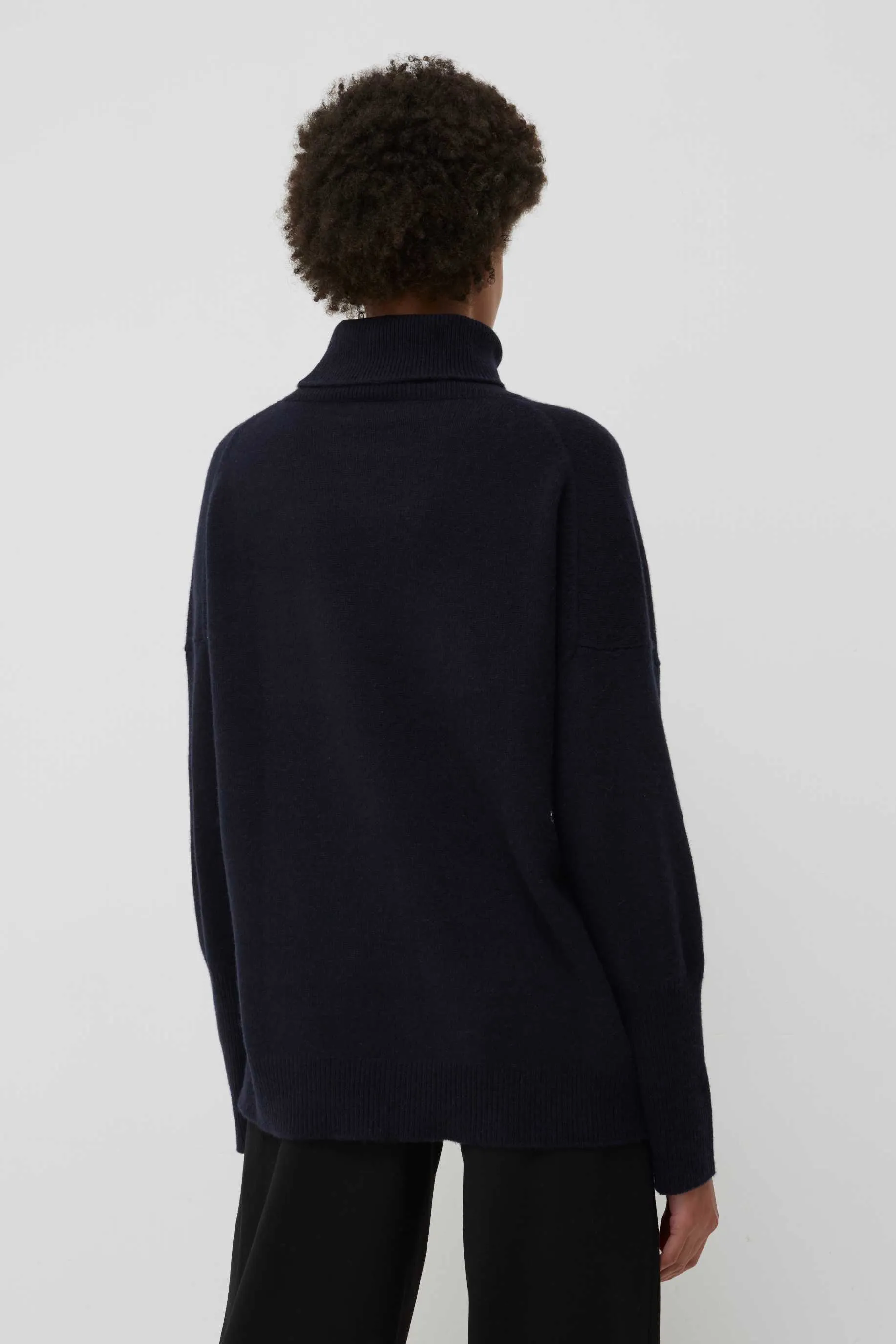 Navy Cashmere Rollneck Sweater