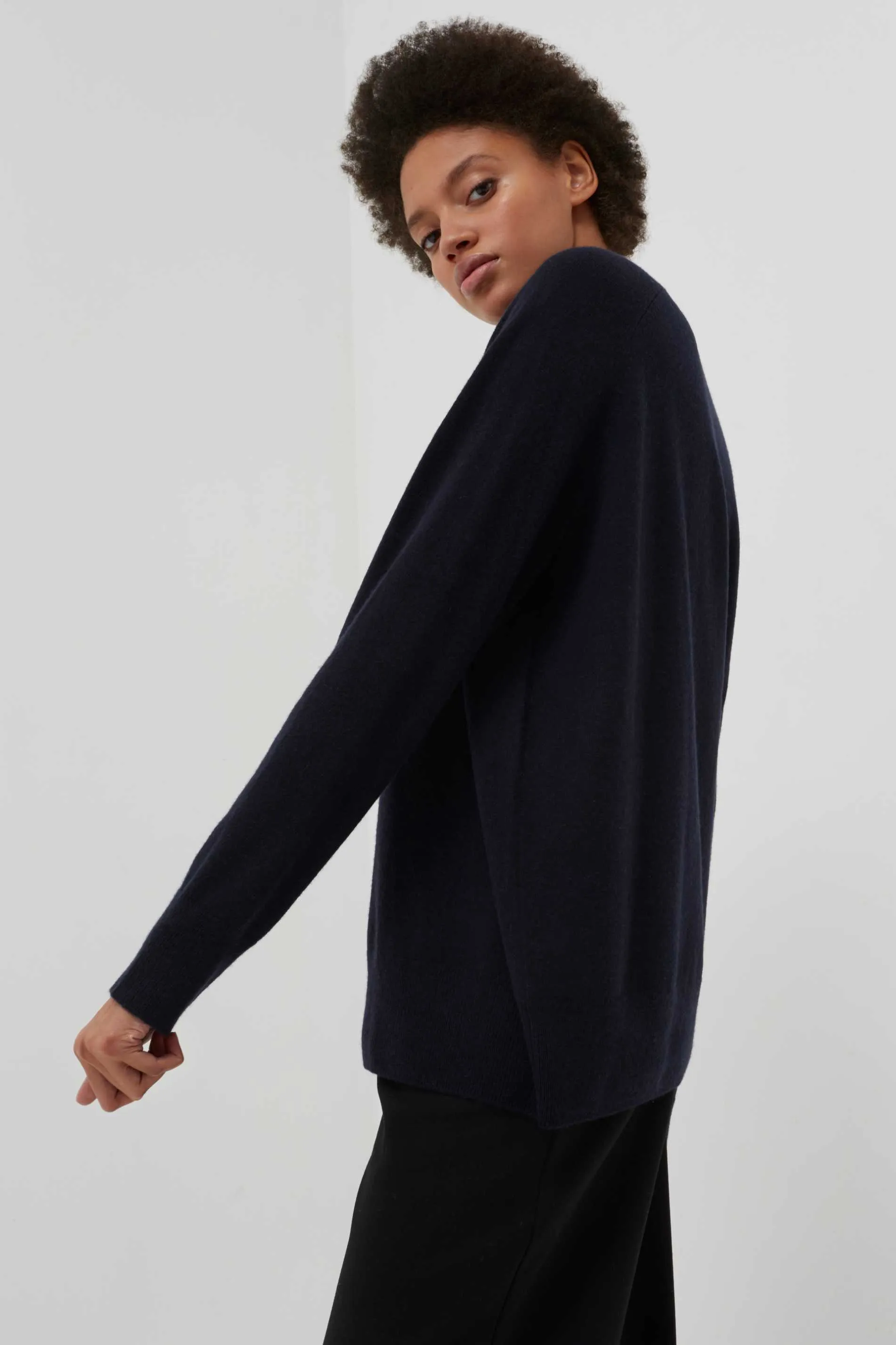 Navy Cashmere Slouchy Sweater