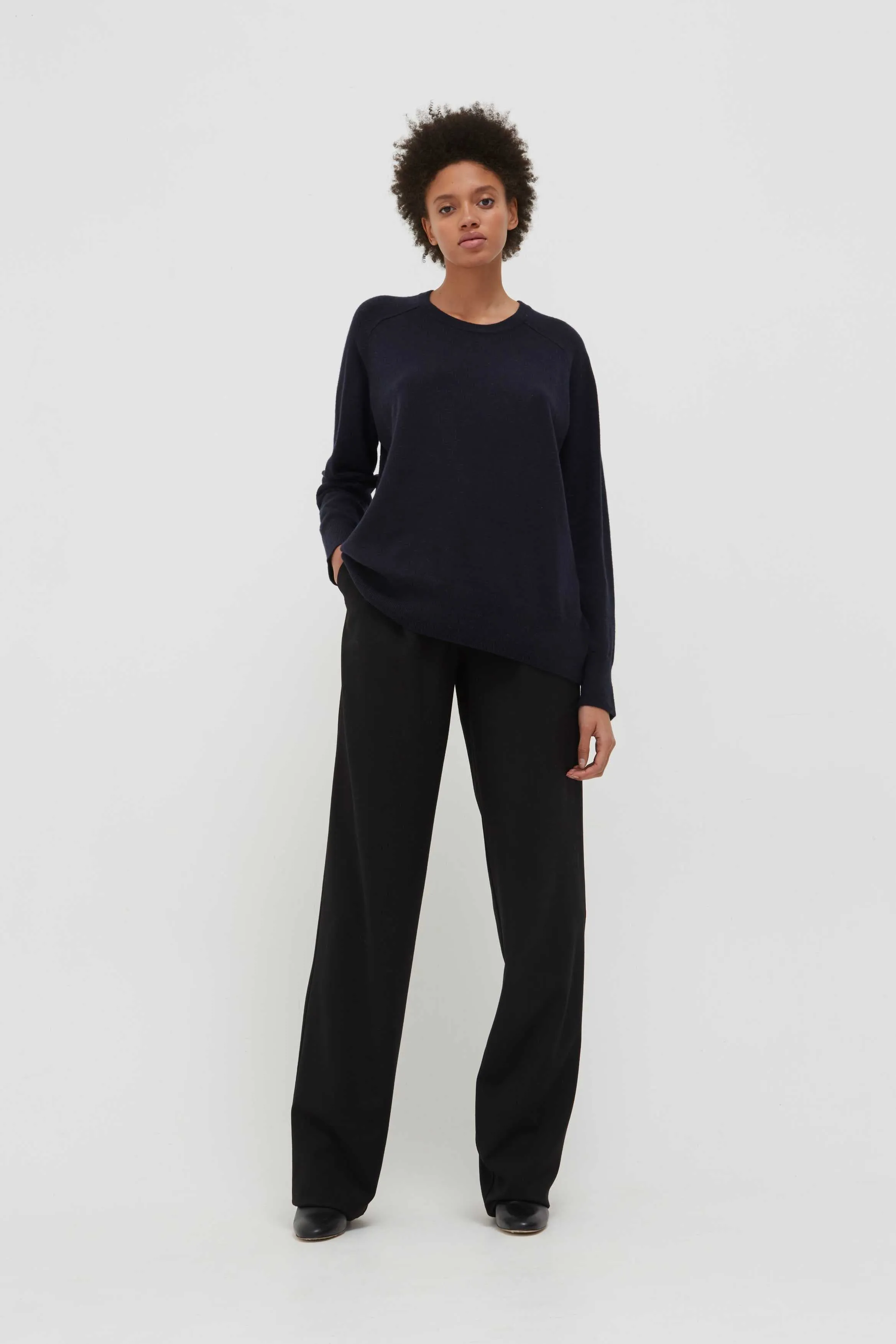 Navy Cashmere Slouchy Sweater