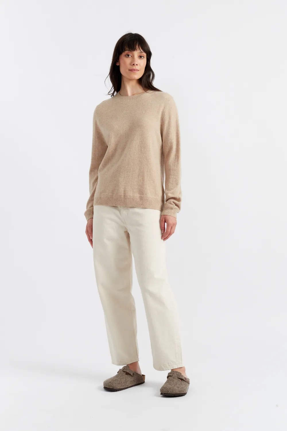 Oatmeal Cashmere Crew Sweater