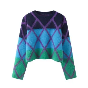 Patchwork Striped Knitted Sweater