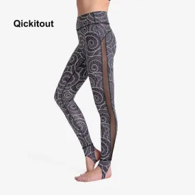 Qickitout 2018 Women Stirrup Leggings Black Mesh Patchwork Pants Sexy Hot Summer Long Leggings Dancing Workout Pants