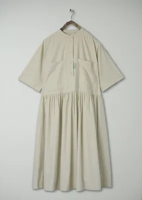 Renewed Organic Needlecord Workwear Dress Size L (98) | Pale Stone