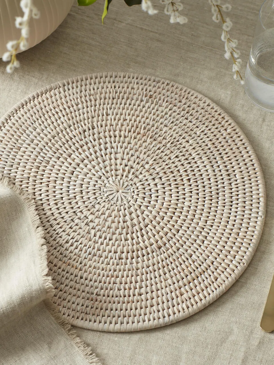 Set of 4 Rattan Placemats White
