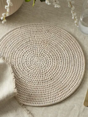 Set of 4 Rattan Placemats White