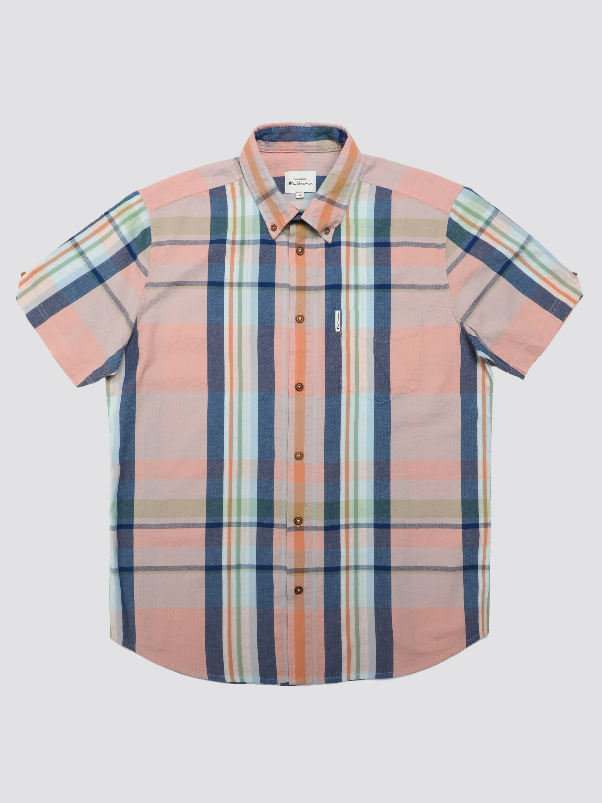Signature Seersucker Check Shirt - Pale Pink