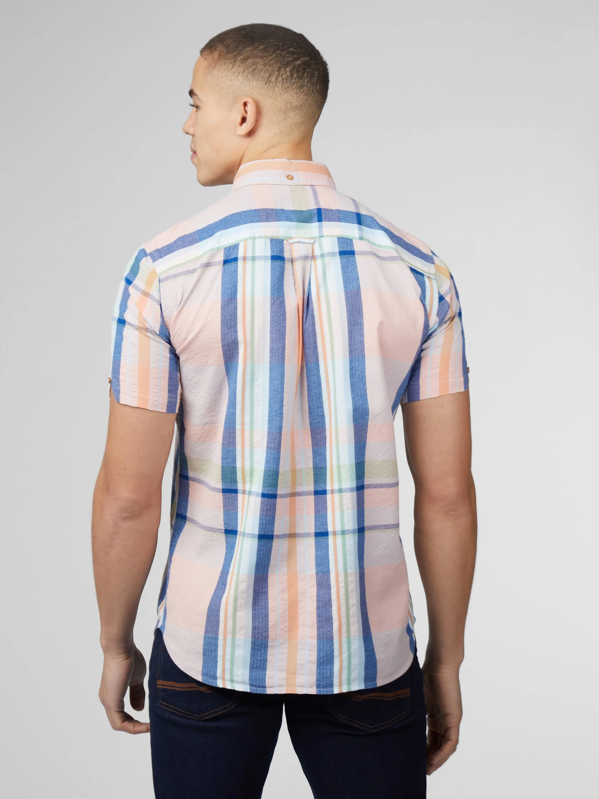 Signature Seersucker Check Shirt - Pale Pink