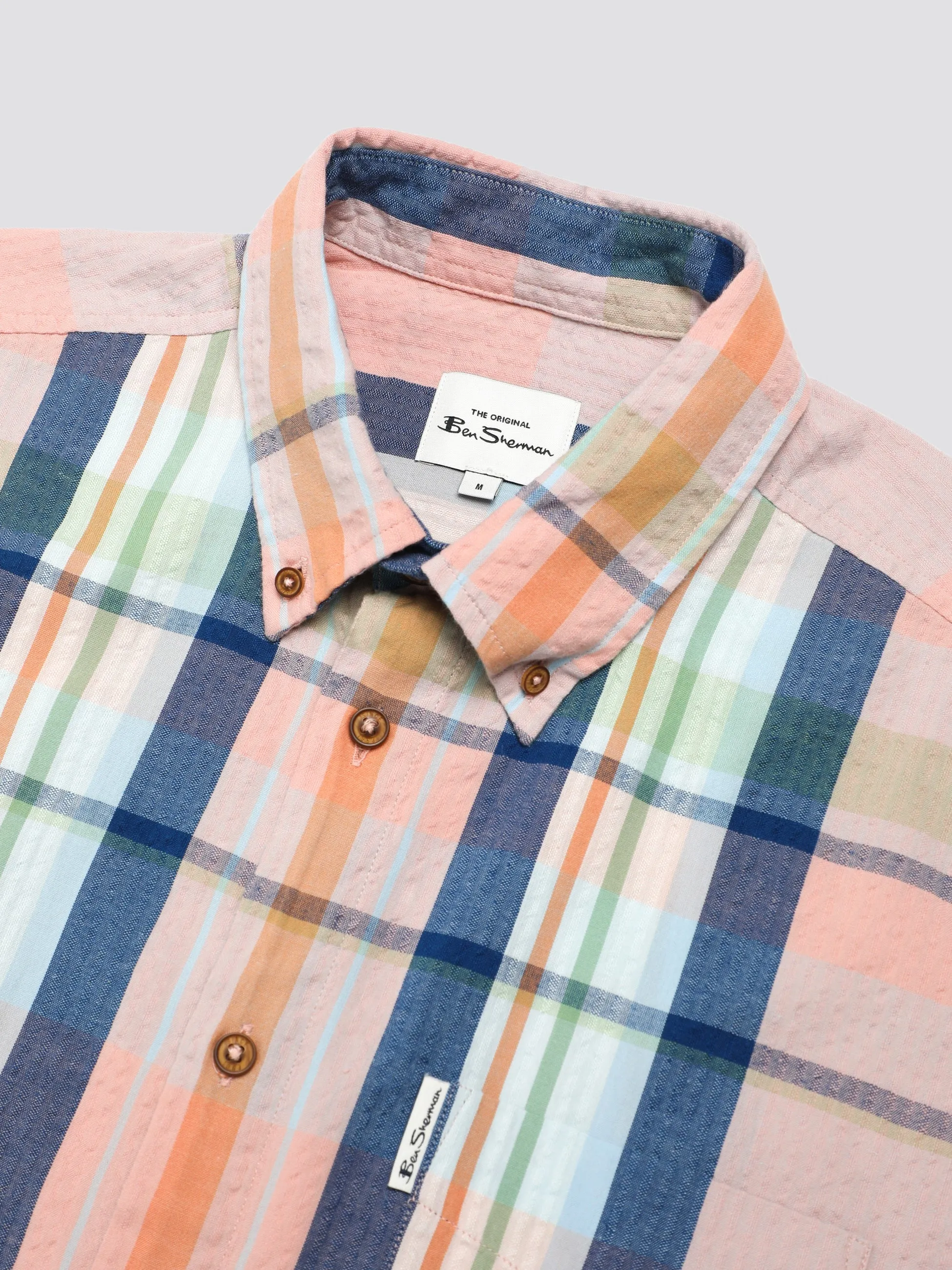 Signature Seersucker Check Shirt - Pale Pink