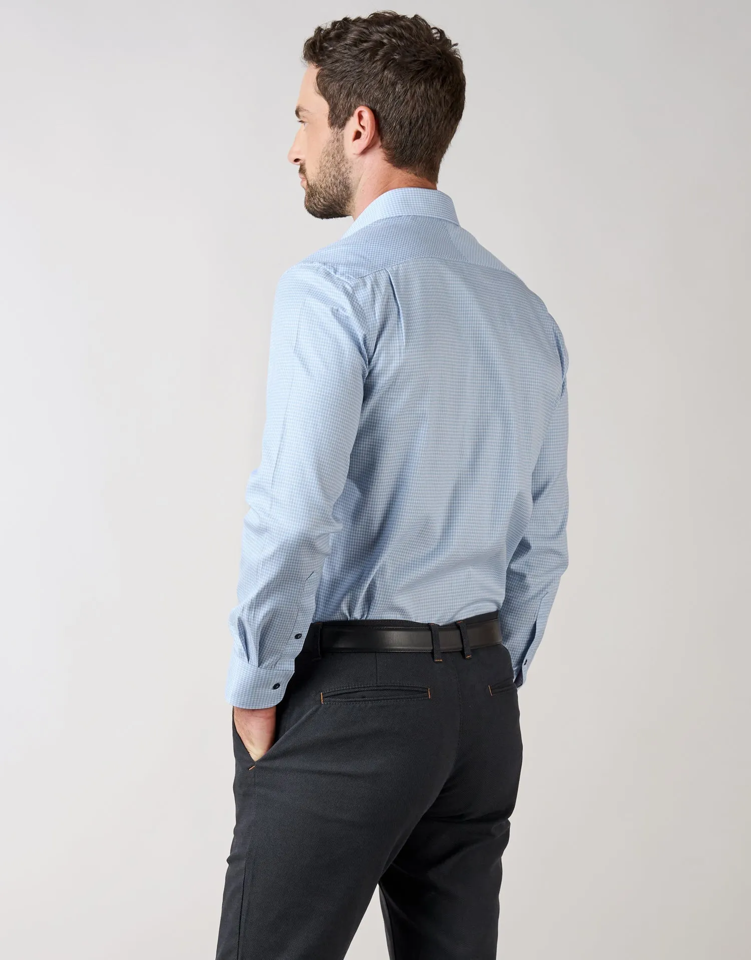 Sinatra Blue Check Stretch Shirt
