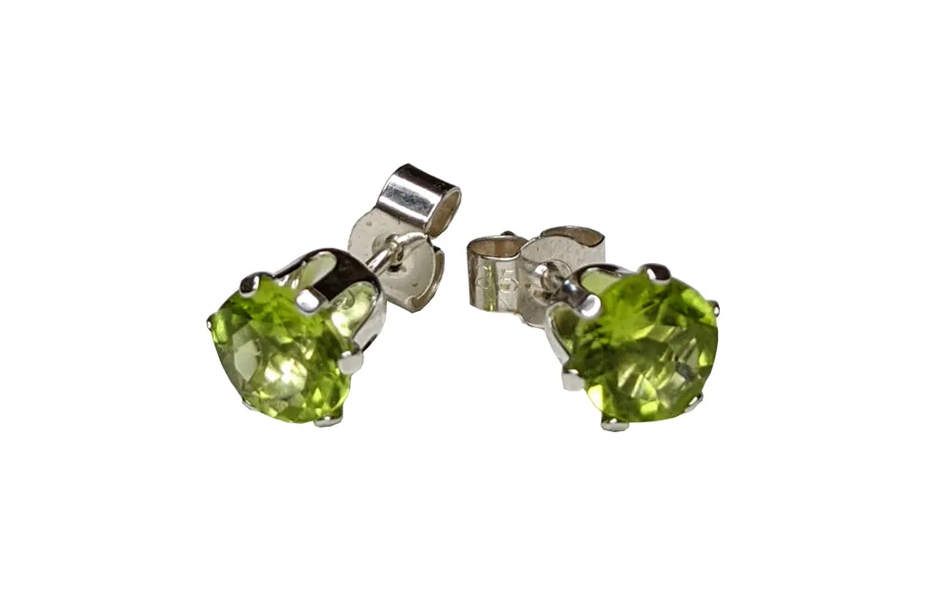 Sterling Silver round Peridot studs