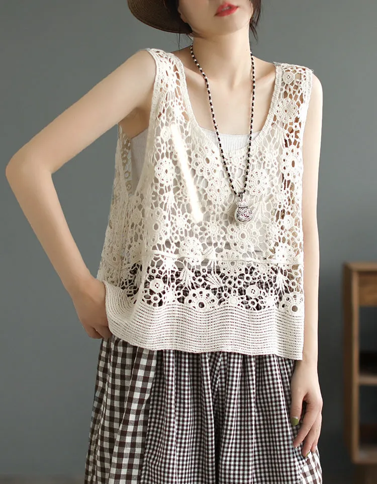 Summer Hollow Lace Vest Pullover for Women