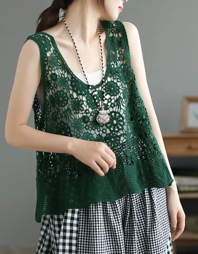 Summer Hollow Lace Vest Pullover for Women