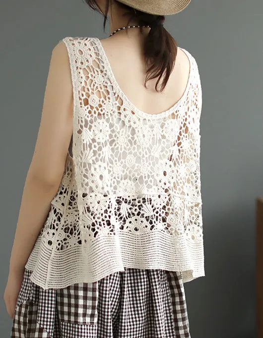 Summer Hollow Lace Vest Pullover for Women