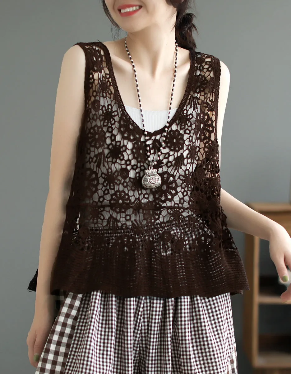 Summer Hollow Lace Vest Pullover for Women