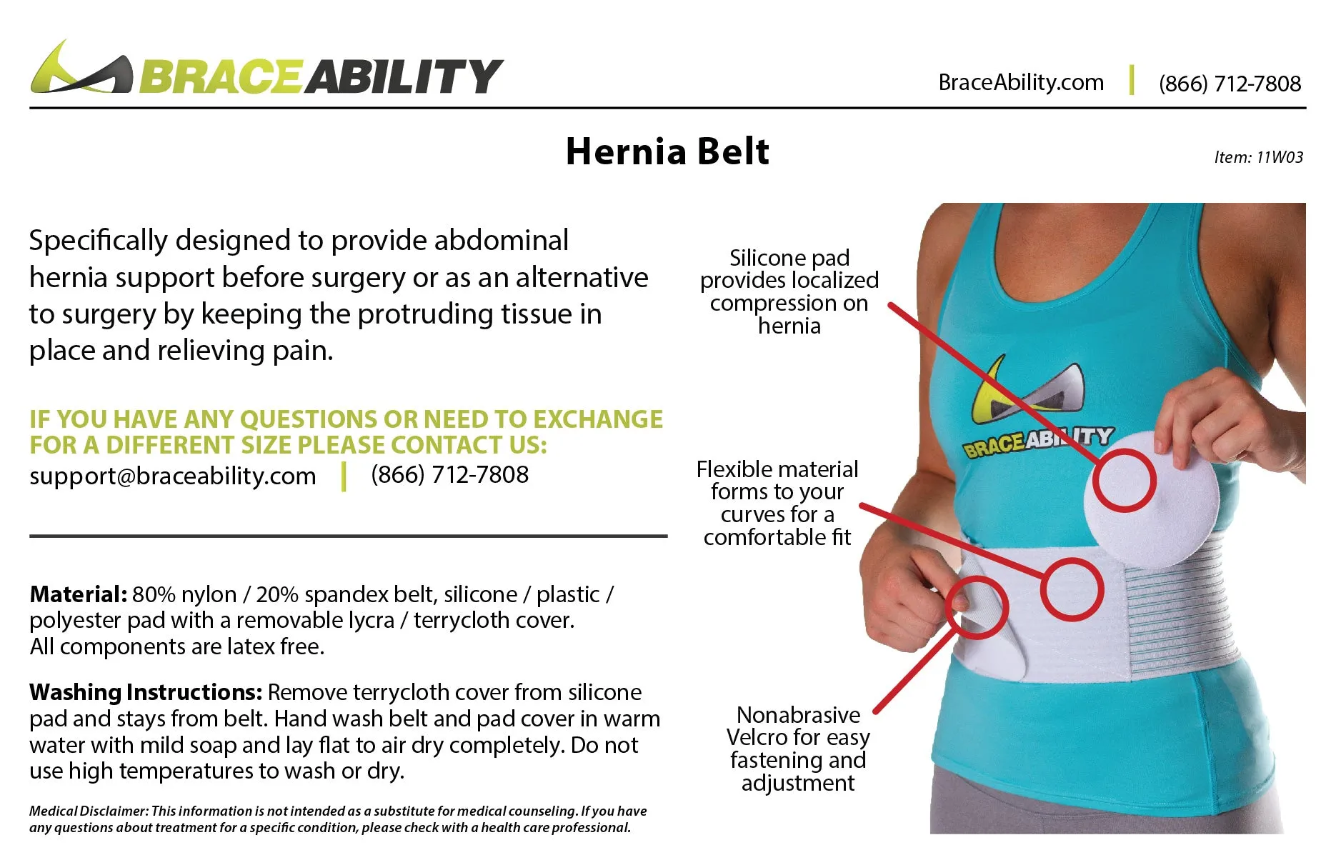 Umbilical & Abdominal Hernia Support Belt with Pad